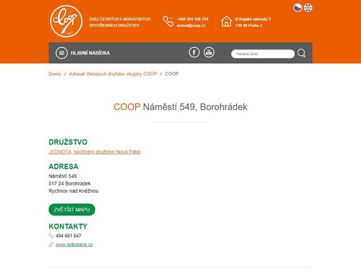 svaz českých a moravských spotřebních družstev - skupina coop. největší síť maloobchodních prodejen v české republice.