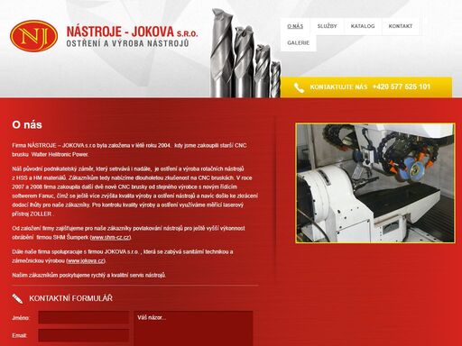 o nás firma nástroje – jokova s.r.o byla založena v létě roku 2004.  kdy jsme zakoupili starší cnc brusku  walter helitronic | nástroje - jokova