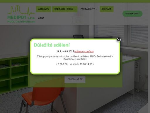 ordinace potstejn doktor prakticky lekar muthsam mudr sopotnice zamel stredisko