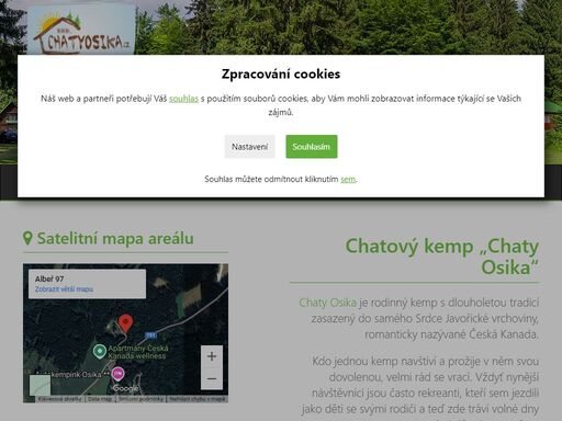 chatový kemp chaty osika chaty osika je rodinný kemp s dlouholetou tradicí zasazený do samého srdce javořické vrchoviny, romanticky nazývané česká kanada. kdo jednou kemp navštíví a prožije v něm svou dovolenou, velmi rád se vrací. vždyť nynější návštěvníci jsou často rekreanti, kteří sem jezdili jako děti se svými rodiči a teď zde tráví volné dny se svými dětmi a vnoučaty. ubytování v kempu je vhodné pro jednotlivce, rodiny i skupiny přátel. rádi k nám jezdí , chovatelé se svými pejsky, dětský tábor,různé zájmové skupiny, muzikanti... kemp chaty osika vám nabízí ubytování a rekreaci v areálu s 15 ti chatami. součástí kempu je malé hřiště pro děti. ubytování v kempu nabízí pobyt v nedotčené přírodě, klidném prostředí v areálu obklopeném lesy, v blízkosti rybníka osika s rozlohou 68 ha, který je pro svou čistou vodu nazývaný též novobystřickým mořem. součástí areálu je hospůdka na mýtince, kde je možno svlažit hrdlo lahodným alko i nealko mokem, zakoupení drobných pochutin, nanuků. v hlavní sezóně otevřena každý den. navštivte stránky s interaktivní mapou www.srdceceskekanady.cz oblíbená úzkokolejka, která se svými parními turistickými vláčky dotvářela kouzlo české kanady už zase jezdí!!! . na kole i při pěší turistice navštívíte mnoho turistických zajímavostí a přírodních krás. na své si přijdou všichni, kdo chtějí strávit dovolenou v přírodě s bohatou nabídkou okolních aktivit.