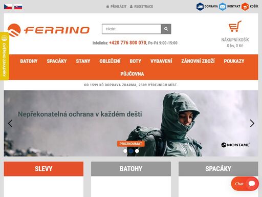 eshop výhradního dovozce zboží ferrino do čr a sr. vždy aktuální stav skladu a rychlé doručení až k vám domů. stany, spacáky, batohy a další outdoorové vybavení pro turistiku a kemping nejen pro profesionály.