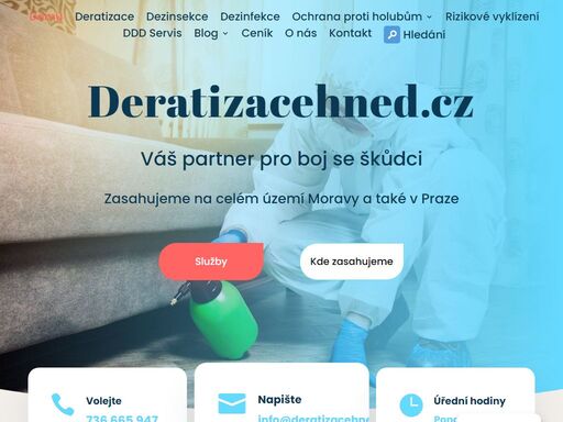 zbavíme vás všech nechtěných škůdců. zajišťujeme kompletní ddd servis - deratizaci, dezinsekci a dezinfekci zasažených prostor.