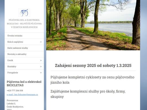 naše půjčovna kol a elektrokol bicicletas poskytuje komplexní služby v oblasti cykloturistiky a kondiční cyklistiky.
nabízíme k zapůjčení kvalitní elektrokola značky apache, crossová kola leader fox v pánském,dámském a juniorském provedení a horská kola superior. půjčujeme příslušenství ke kolům, včetně dětských vozíků za kolo značky trek.
nabízíme doprovodné vozidlo, konzulataci trasy, služby cykloinstruktora, přepravu zavazadel a zapůjčených i vlastních kol speciálním přívěsem. naše kola jsou pravidelně kontrolována a servisována.
