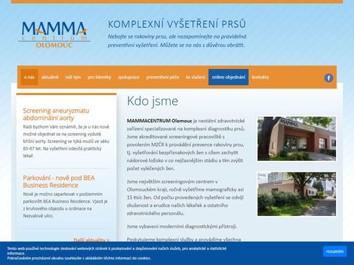 mammacentrum olomouc je nestátní zdravotnické zařízení specializované na komplexní diagnostiku prsů. vyšetření prsů poskytujeme klientkám z celé čr
