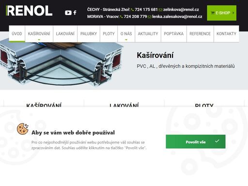 jsme specialisté na kašírování a další práci s plastovými výrobky. v současně době zaměstnáváme 35 pracovníků, s více než 10-ti letou zkušeností v oboru kašírování (laminování). více najdete na renol.cz.