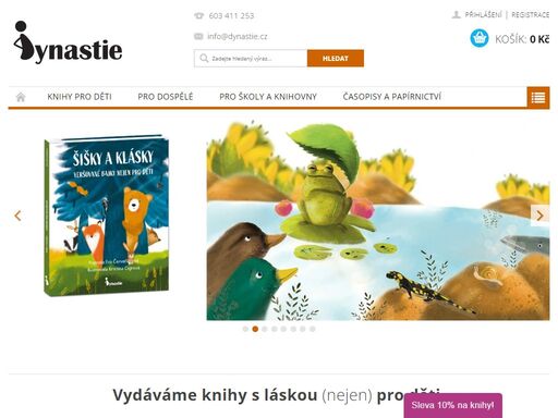 homepage.  

vydáváme knihy s láskou (nejen) pro děti.

        

školy a knihovny získají na objednávku knih slevu 10 %. 
slevový kód: skola10 nebo knihovna10. pro využití slevy je potřeba uvést fakturační údaje školy či knihovny v objednávce. sleva se vztahuje na jednotlivé knihy. nevztahuje se na již…