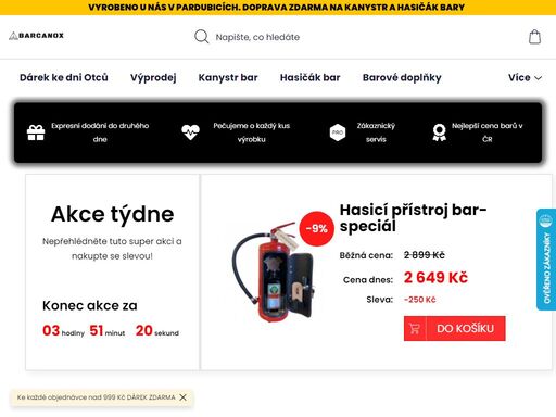 nabízíme originální dárky pro muže i ženy ve formě dárkových barů z kanystrů a hasicích přístrojů. všechny naše dárky vyrábíme v české republice v naší dílně. vše máme skladem s dopravou zdarma.