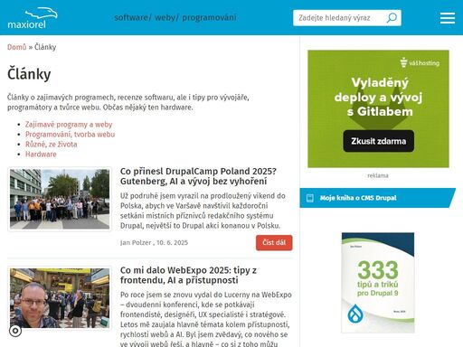 maxiorel.cz vám přináší užitečné články a návody o programování, tvorbě webu nebo práci s drupalem.