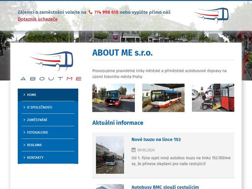 about me s.r.o. - provozujeme pravidelné linky městské a příměstské autobusové dopravy na území hlavního města prahy
