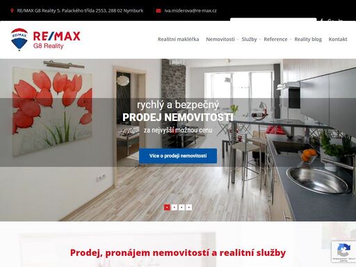 jsem realitní makléřka realitní kanceláře re/max g8 reality. působím především v nymburku a okolí a ráda vám pomůžu s prodejem, koupí, pronájmem nebo odhadem tržní ceny nemovitosti.