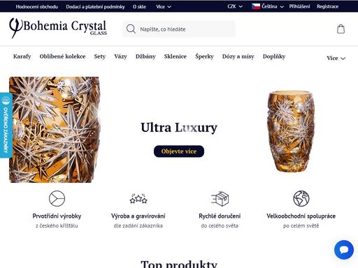sklo, výrobky ze skla, bohemia crystal, dárky, džbány, decatery bohemia crystal glass nabízí široký sortiment výrobků z českého křišťálu, včetně luxusních sklenic, whisky setů, šperků, svícnů a originálních uměleckých děl.