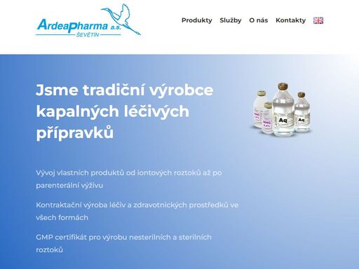 hlavní činností akciové společnosti ardeapharma je výroba infuzních a injekčních přípravků, které jsou bezpečné, účinné a splňují přísné regulační standardy.