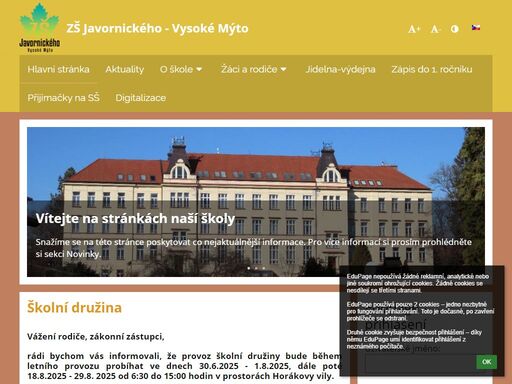 základní škola s výukou pro děti 1. třídy do 9. ročníku. základní škola vysoké mýto, javornického, příspěvková organizace.