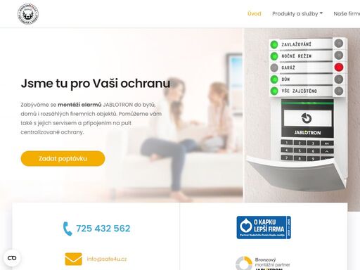 zabýváme se montáží alarmů jablotron od bytů, domů i firemních objektů.