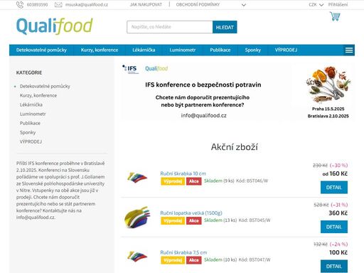 homepage. vítáme vás v eshopu společnosti qualifood s.r.o. všechny produkty pro vás pečlivě vybíráme u prověřených dodavatelů s kterými dlouhodobě spolupracujeme. 
prezenční a online kurzy včetně kurzů ifs academy naleznete na samostatné stránce www.qualifoodacademy.cz. 
qualifood s.r.o. je jako zástupce ifs…