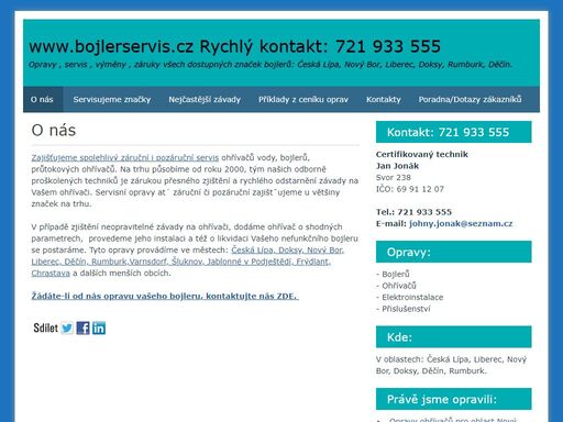 zajišťujeme spolehlivý záruční i pozáruční servis ohřívačů vody, bojlerů, průtokových ohřívačů. na trhu působíme od roku 2000, tým našich odborně proškolených techniků je zárukou přesného zjištění a rychlého odstarnění závady na vašem ohřívači. servisní opravy at´ záruční či pozáruční zajištˇujeme u většiny značek na trhu. v případě zjištění neopravitelné závady na ohřívači, dodáme ohřívač o shodných parametrech, provedeme jeho instalaci a též o likvidaci vašeho nefunkčního bojleru se postaráme. tyto opravy provádíme ve městech: česká lípa, doksy, nový bor, liberec, děčín, rumburk,varnsdorf, šluknov, jablonné v podještědí, frýdlant, chrastava a dalších menších obcích. žádáte-li od nás opravu vašeho bojleru, kontaktujte nás zde. 