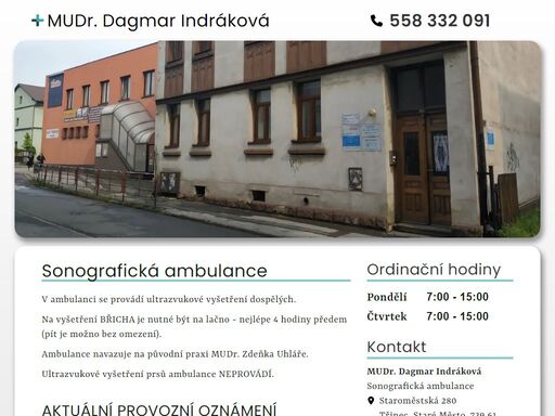 v ambulanci se provádí ultrazvukové vyšetření břicha pro dospělé.