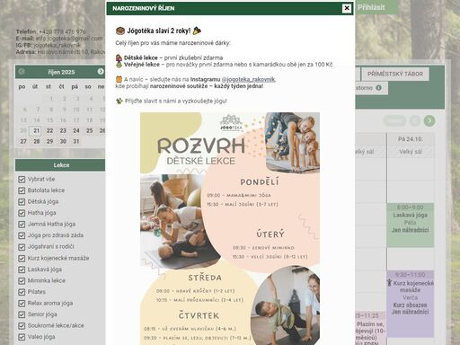 jógotéka - rezervační systém