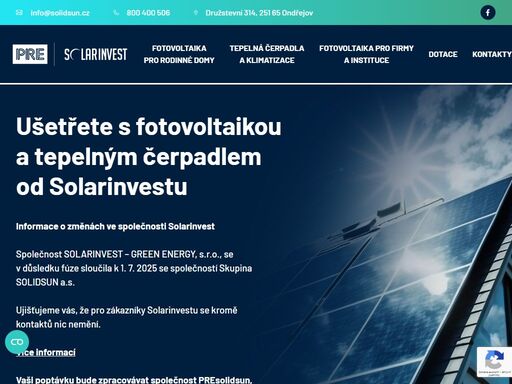 investujte do udržitelných řešení, která vám ušetří peněženku. zrealizujeme pro vás fotovoltaiku, ale i tepelné čerpadlo. zajistíme i dotace.