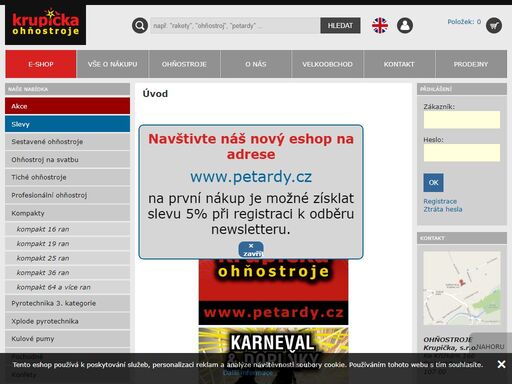 úvod - ohňostroje krupička s.r.o. - pyrotechnika, ohňostroje, rakety, pumy, plynové pistole.