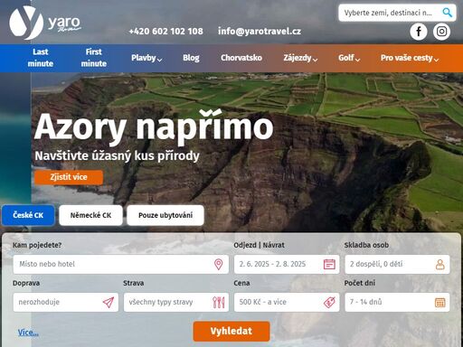 objevte svět s yaro travel, vaší cestovní agenturou pro nezapomenutelné dovolené. nabízíme širokou škálu zájezdů, od exotických pláží po historická města. přizpůsobené itineráře, konkurenční ceny a prvotřídní služby. plánujte s námi svou dovolenou.