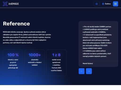 initmax nabízí monitoring všech prvků infrastruktury a navíc školení a webináře. má za sebou desítky projektů a přes 15 let zkušeností v it.