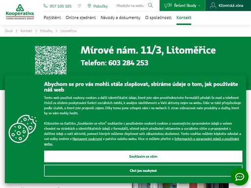 pojišťovna kooperativa - litoměřice, mírové nám. 11/3, tel.: 603 284 253, e-mail: pzilkova1@koop.cz, petra žilková - odpovědný vedoucí