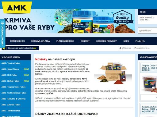 krmení pro rybičky amk,výživná prémiová krmiva pro akvarijní ryby, artemia,tropical a spirulina & chlorella flakes,tubifex, cichlid discus flakes.