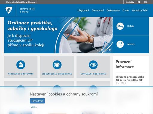 hlavní webové stránky univerzity palackého v olomouci
