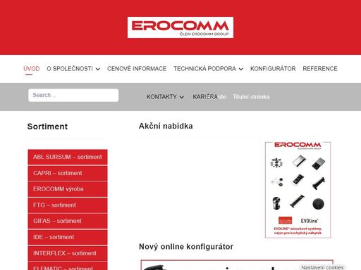 erocomm výrobce a dodavatel elektroinstalačního materiálu od společností abl sursum, capri, ftg, gifas, ide, interflex, marechal, schulte, sinard, sib, tep ex