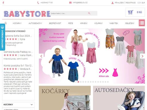 značkové kočárky, autosedačky, těhotenská móda, dětské postýlky a další nábytek pro dětské pokojíčky od českých a předních světových výrobců.