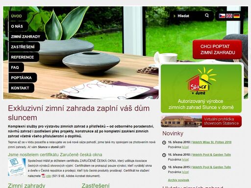 zimní zahrady jednoznačně zvýší kvalitu vašeho bydlení. stylová zimní zahrada vám dopřeje vychutnávat si slunnou oázu v zeleni po celý rok. nabízíme projekce, výrobu i montáže zimních zahrad, zastřešení i přístřešků na auto.