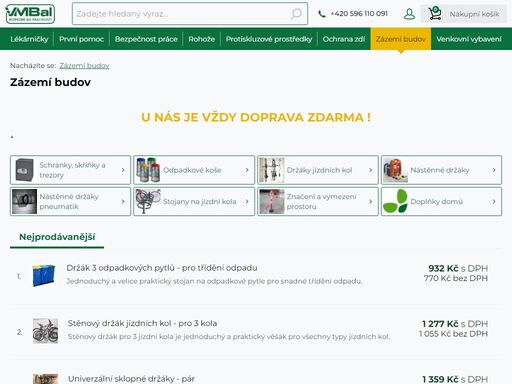 eshop vmbal s.r.o. má dlouholetou praxi v oboru bezpečnost práce. v nabídce eshopu naleznete zdravotnický sortiment, rohože a vybavení pro budovy za skvělé ceny.