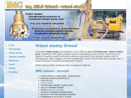 vrtané studny - img ing. miloš grieszl, provádíme vrtání studní, vrty pro tepelná čerpadla, prohlubování kopaných studní vrtem, hydrogeologický průzkumný vrt, trhací práce, destrukce