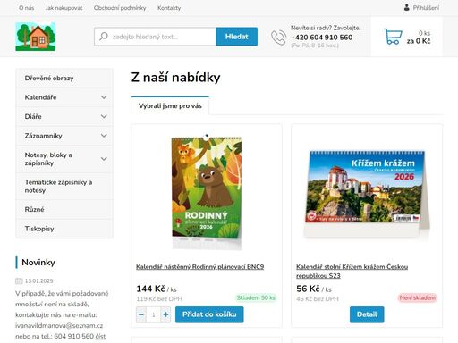 prodej a potisk kalendářů a diářů