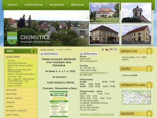 oficiální stránky obce chomutice