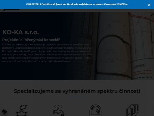 ko-ka s.r.o. je projekční společnost se zaměřením na podzemní, vodohospodářské, dopravní stavby a stavby městské infrastruktury.