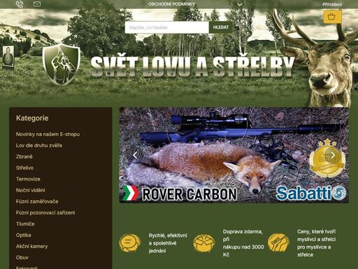 jsme specialisté na prodej potřeb pro lov. prodej zbraní, puškohledů, nočních vidění, nábojů a doplňků pro lov a sportovní střelbu. poradíme s výběrem.