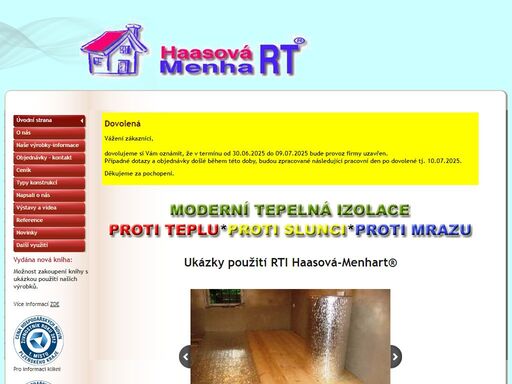 moderní tepelná izolace třetího tisíciletí, proti teplu, slunci, chladu 