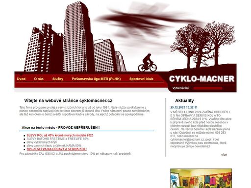specializovaná prodejna jízdních kol a cyklodoplňků.