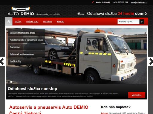 autoservis a pneuservis auto demio česká třebová - auto demio - autoservis a pneuservis česká třebová, který nabízí veškeré mechanické práce, opravy automobilů, autoklempířské práce a také odtahovou službu v autoservise se sídlem v české třebové