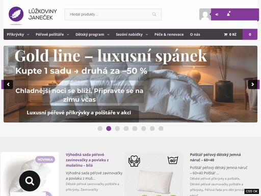 e-shop pro postele, matrace, lůžkoviny, povlečení, péřové přikrývky a polštáře.