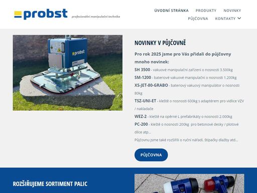 manipulační technika, strojní pokládka zámkové dlažby, mechanické a hydraulické kleště, vakuové manipulační technika, prodej, servis, pronájem, oficiální importér probst pro českou republiku, stahovací systémy, stahvačka, ruční nářadí, 