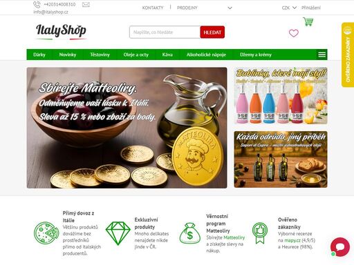 italyshop.cz – váš e-shop s italskými delikatesami. těstoviny, omáčky, sladkosti i víno, které voní sluncem. objednejte si kousek itálie domů.