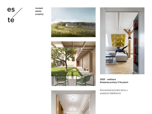 jsme architektonický ateliér působící z pražských holešovic z kreativního hubu p 1. řešíme projekty individuálního bydlení, kulturní i komerční projekty, rádi ve spolupráci s profesionály v blízkých oborech grafického a průmyslového designu.  zabýváme se všemi fázemi projektu od návrhu po realizaci a každé zadání řešíme tak, jako by bylo to poslední. hledáme krásu v lidech i v prostředí, jsme esté.