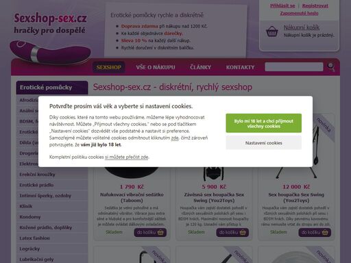 v nabídce sexshopu najdete erotické pomůcky, prádlo i kosmetiku, vše za skvělé ceny. v sexshop-sex.cz odesíláme rychle a diskrétně.