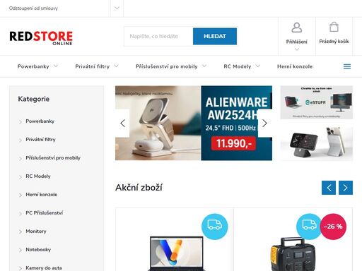 objevte powerbanky, rc modely, mobilní příslušenství a kamery do auta. využijte privátní filtry pro výhodné nákupy na redstore.cz.