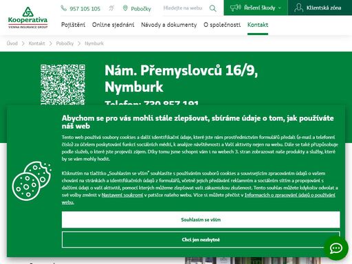 pojišťovna kooperativa - nymburk, nám. přemyslovců 16/9, tel.: 730 857 191, e-mail: pbinar@koop.cz, petr binar - odpovědný vedoucí