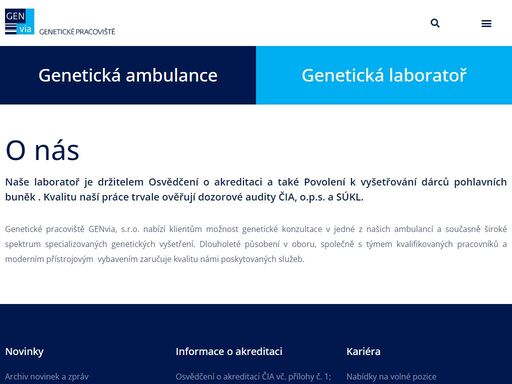 stránky genetického pracovišti genvia, s.r.o.