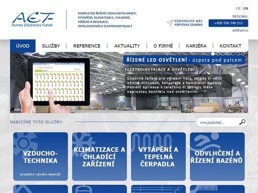 aef acimex electronics fulnek s.r.o.- klimatizace, vzduchotechnika, kompresorové stanice,vzt projekce, elektroinstalace, osvětlení, inteligentní elektroinstalace